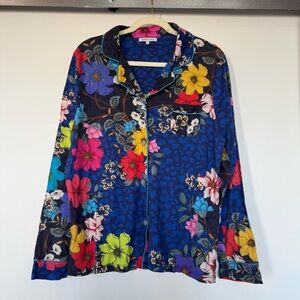 Johnny Was Multicolor Floral and Animal Print Shirt